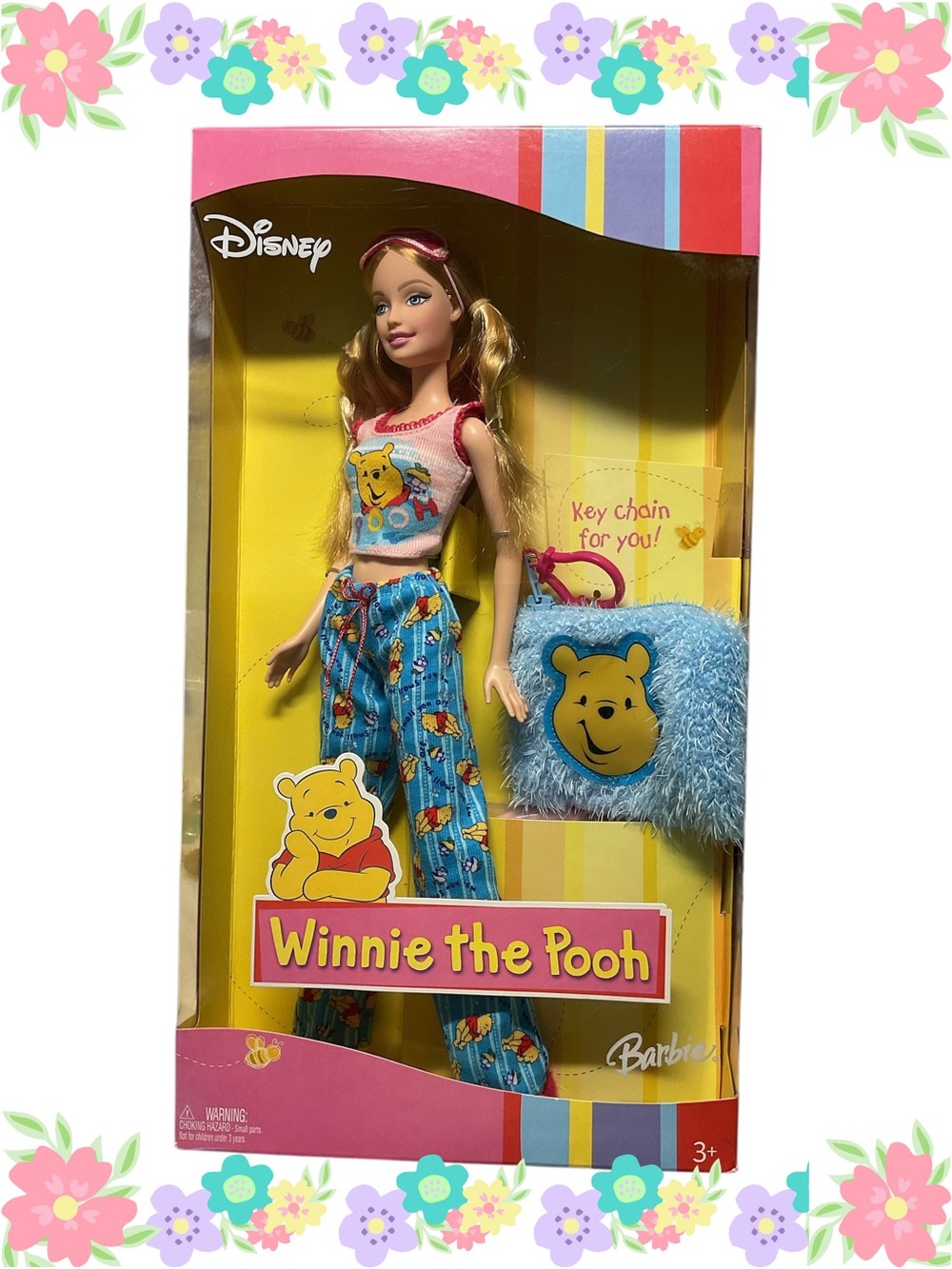 Barbie Loves Winnie the Pooh Doll and Key Chain 2004 Mattel H6469 NIB